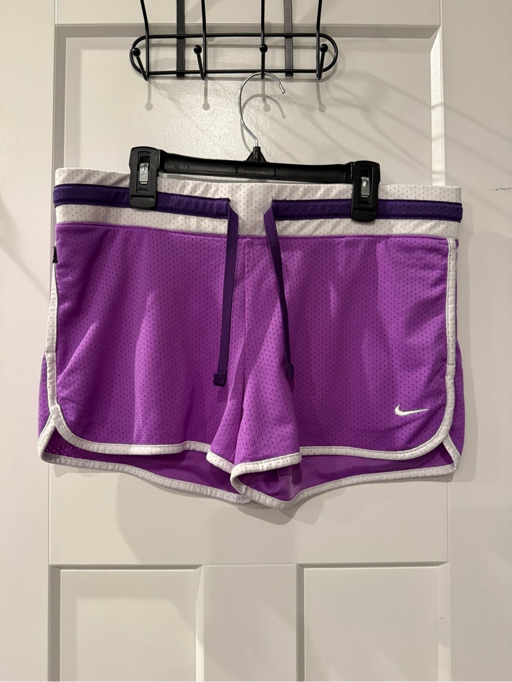 Nike Women’s Purple Athletic Mesh Shorts with White Trim